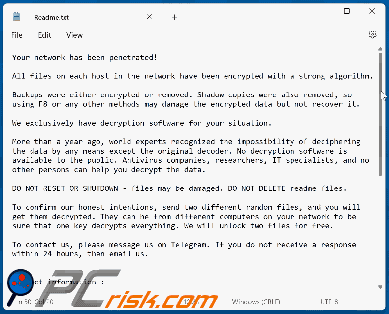 ZeroGuard ransomware ransom note (Readme.txt) GIF