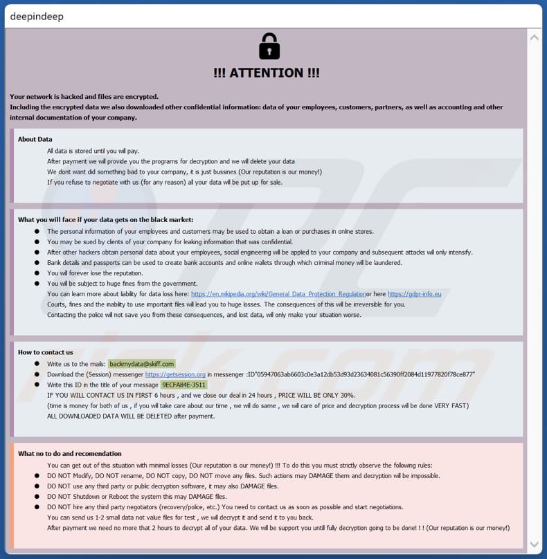 BackMyData ransomware ransom note (info.hta)