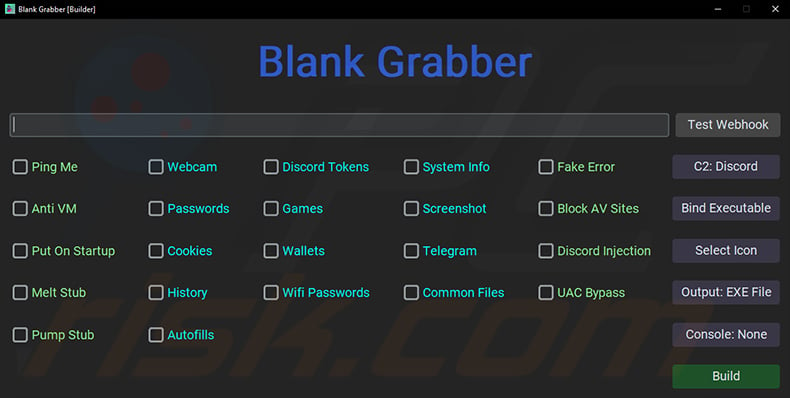 Blank Grabber malware builder