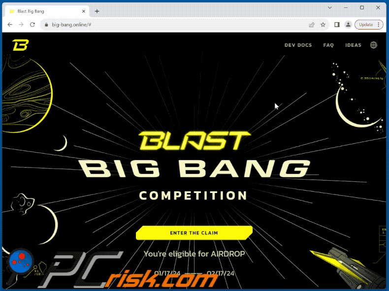 Appearance of Blast Airdrop scam (GIF)