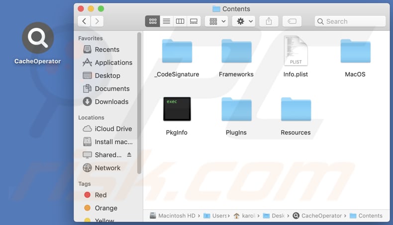 CacheOperator adware installation folder