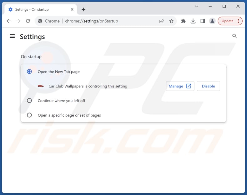 Removing getcarclub.com from Google Chrome homepage