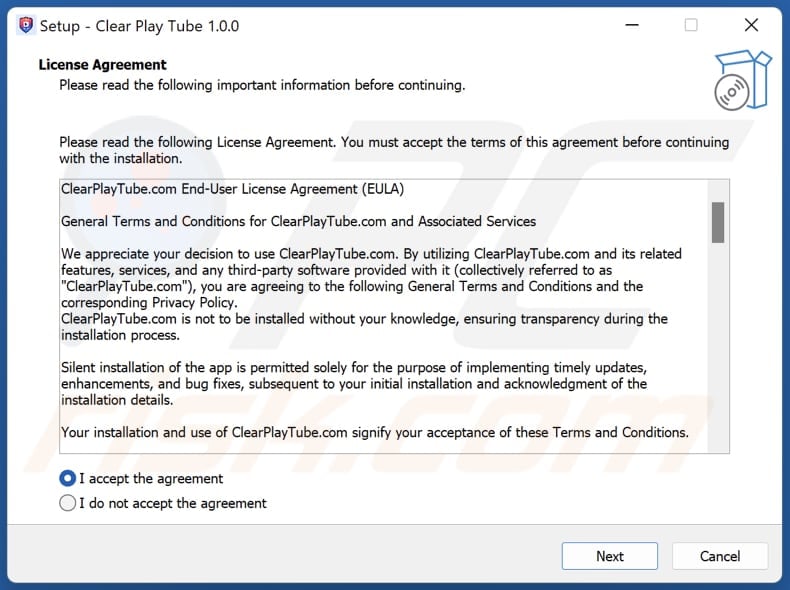 Clear Play Tube PUA installation setup