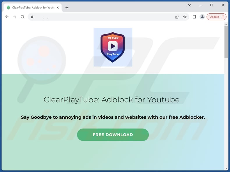 Website used to promote Clear Play Tube PUA