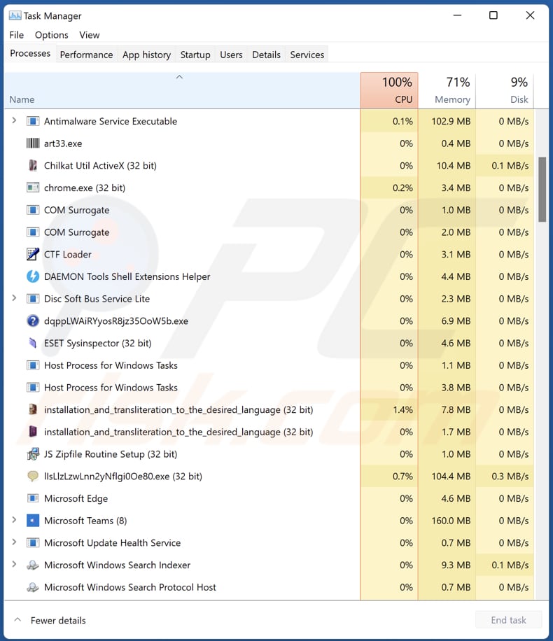 CrackedCantil running proccesses task manager