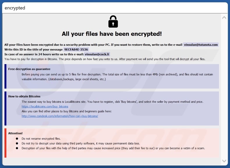 Dxen ransomware ransom note (info.hta)