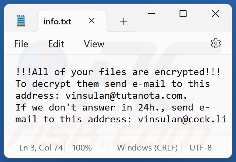 Dxen ransomware text file (info.txt)