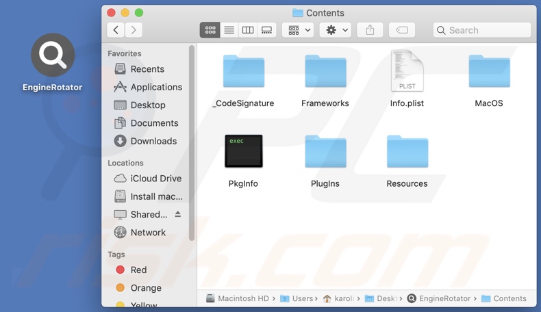 EngineRotator adware install folder