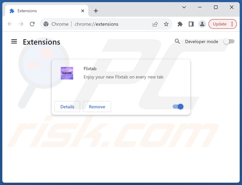 Removing flixtab.com related Google Chrome extensions