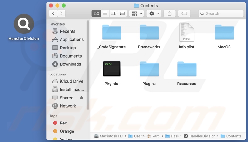 HandlerDivision adware install folder