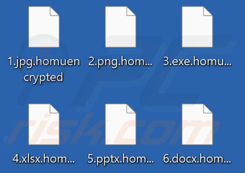 Files encrypted by HomuWitch ransomware (.homuencrypted extension)