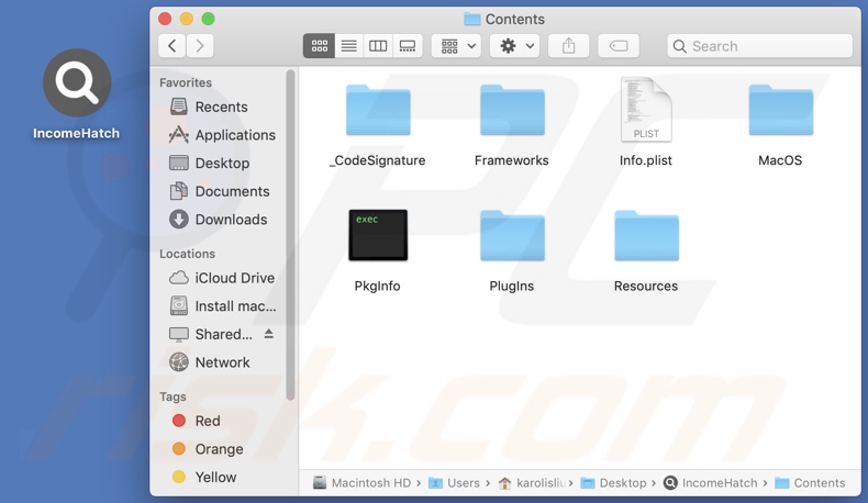 IncomeHatch adware install folder