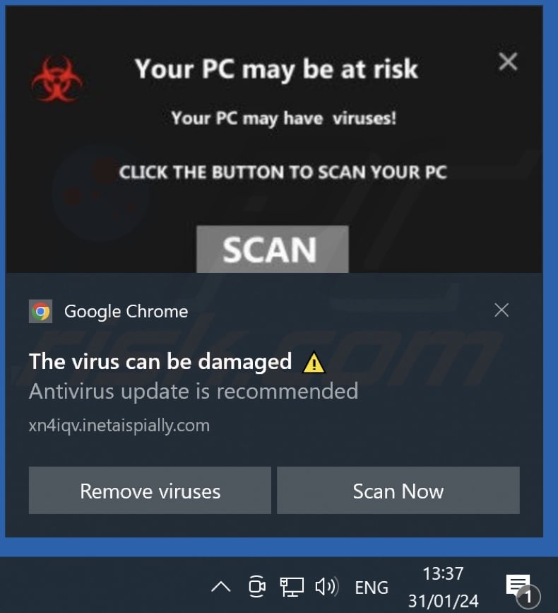 Ad delivered by the inetaispially[.]com webpage