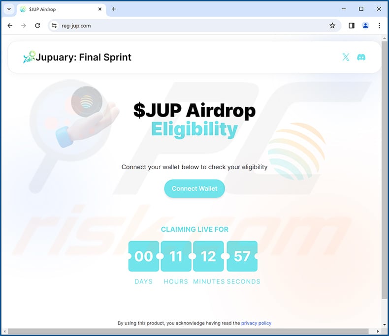 reg-jup[.]com website promoting Jupiter Airdrop scam
