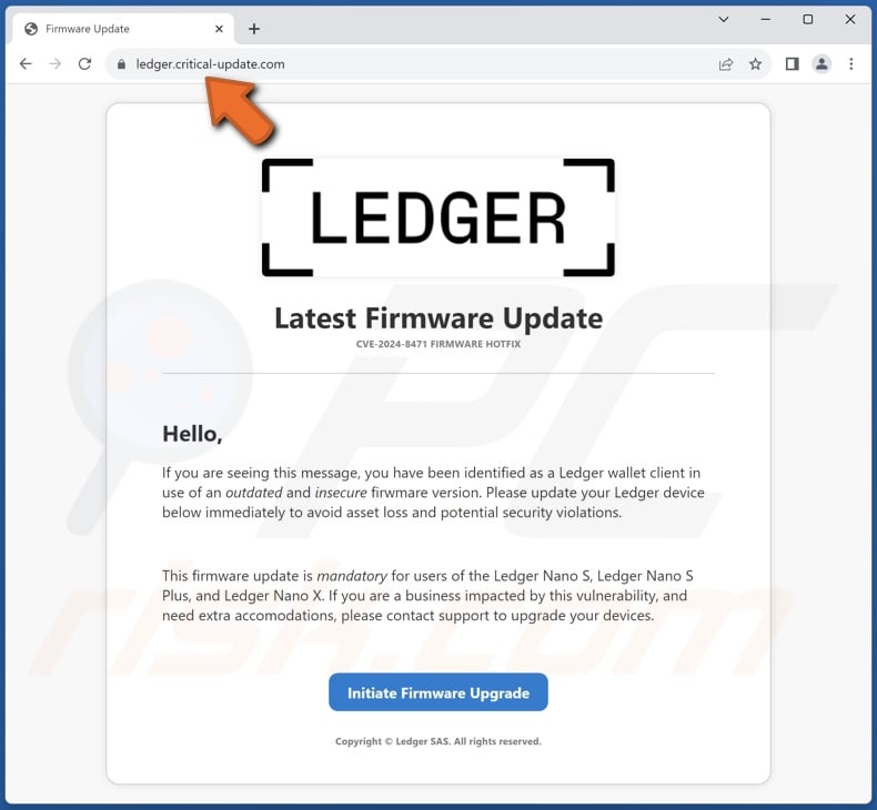 Ledger Firmware Update scam