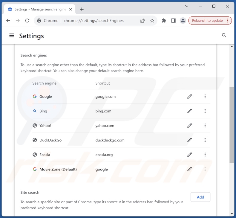 Changing Google Chrome default search engine