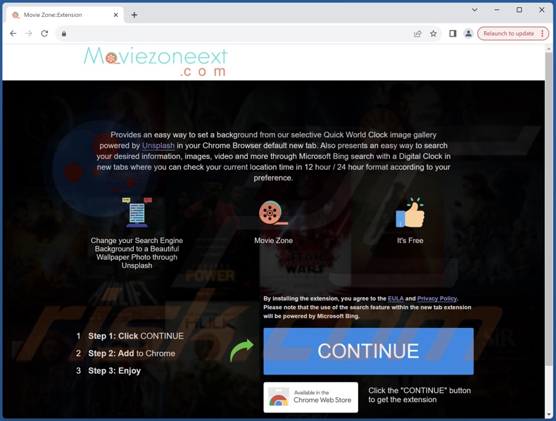 Website used to promote Movie Zone browser hijacker