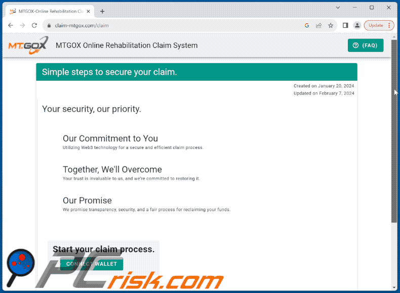 Appearance of MTGOX Online Rehabilitation Claim System scam