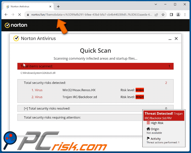nortos[.]fun website appearance (GIF)