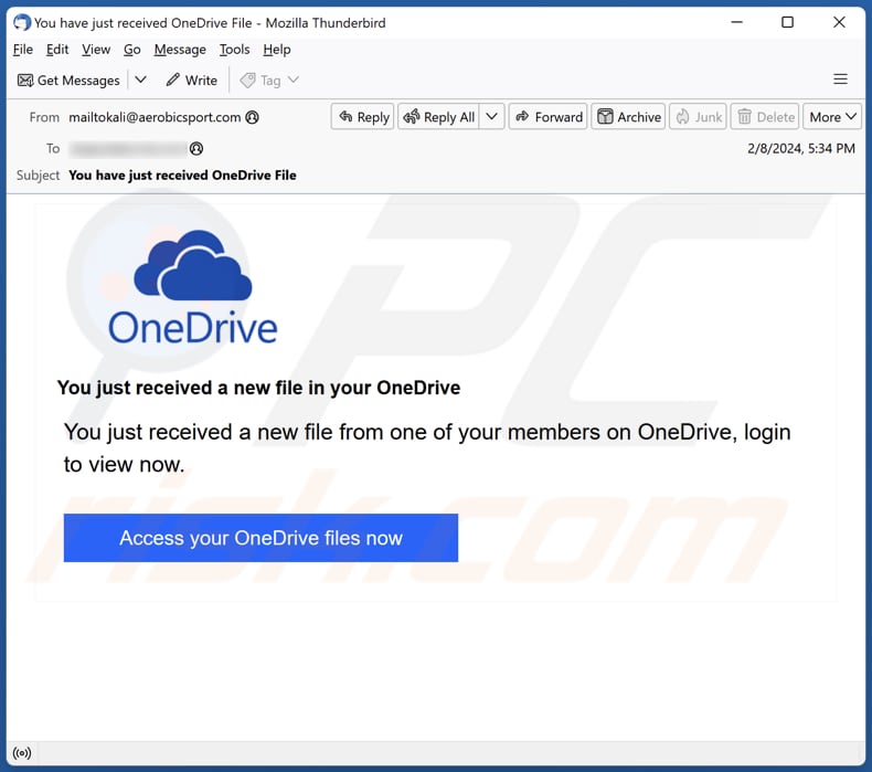 OneDrive - You Received Some Files email scam third variant