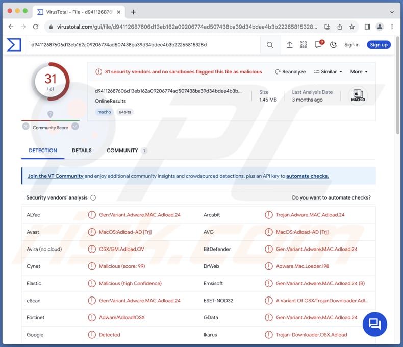 OnlineResults adware