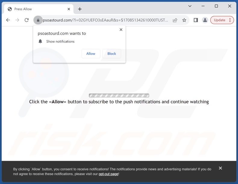 psoastourd[.]com pop-up redirects