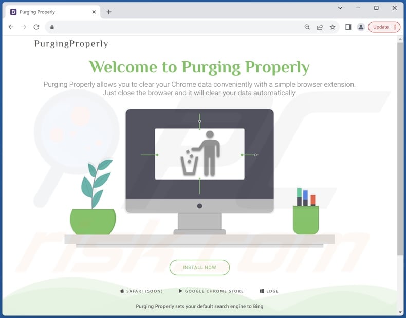 Website used to promote Purging Properly browser hijacker