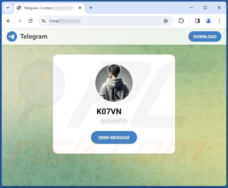 Rage malware developer Telegram account