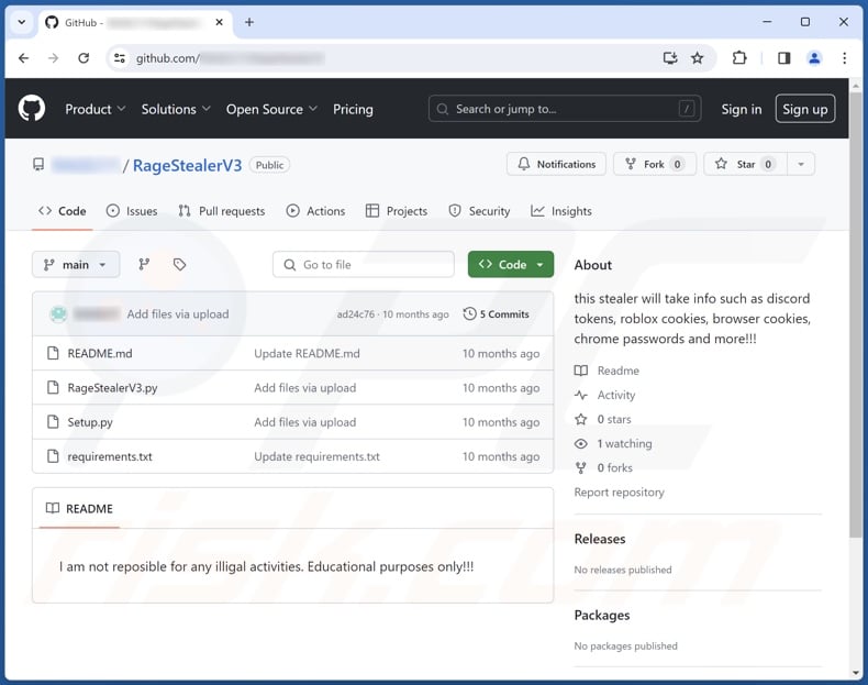 Rage malware promoted on GitHub