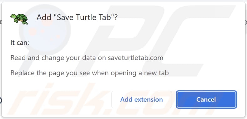 Save Turtle Tab browser hijacker asking for permissions