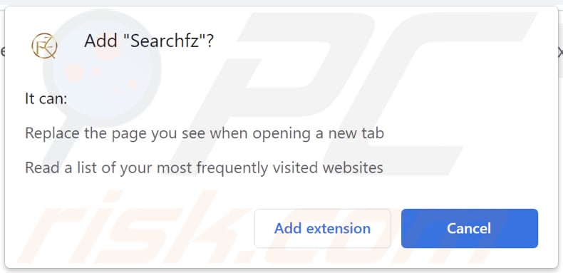 Searchfz browser hijacker asking for permissions