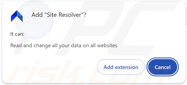 Site Resolver adware asking for permissions
