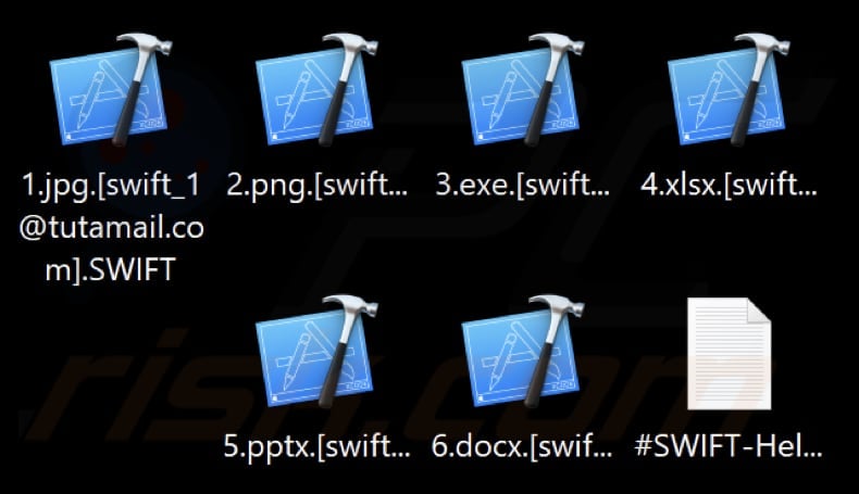 Files encrypted by SWIFT ransomware (.SWIFT extension)