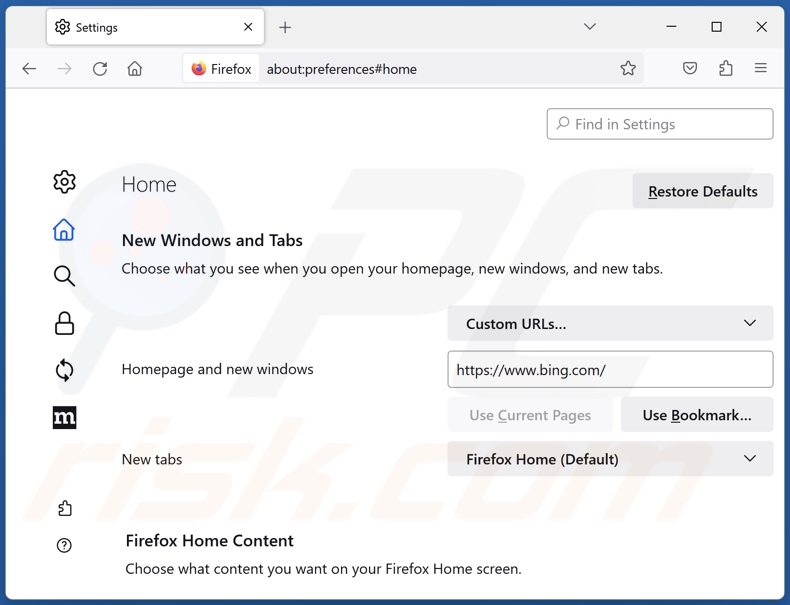 Changing Mozilla Firefox homepage