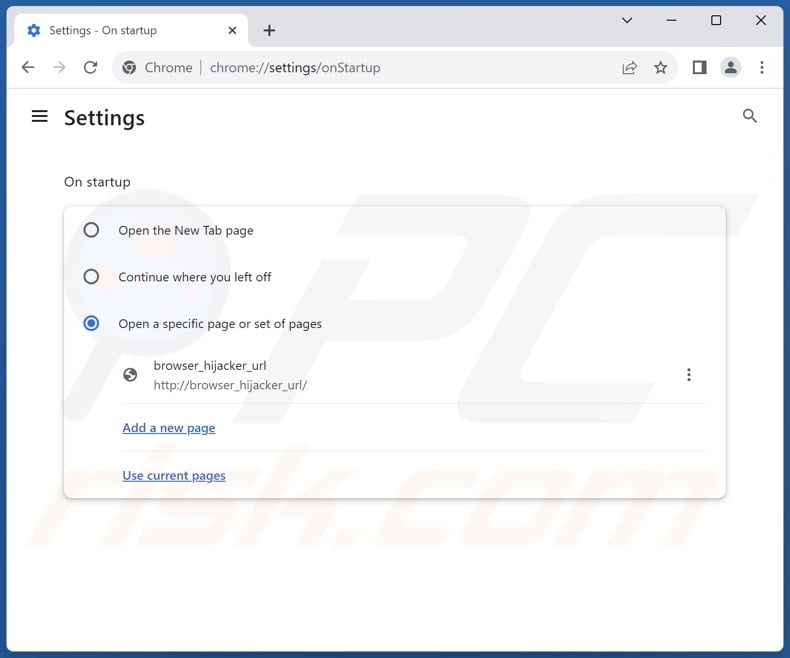 Changing Google Chrome homepage
