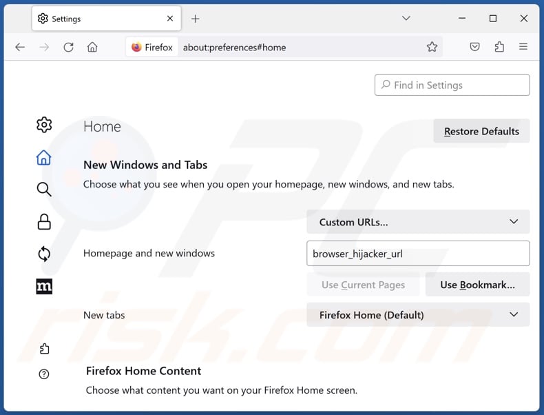 Changing Mozilla Firefox homepage