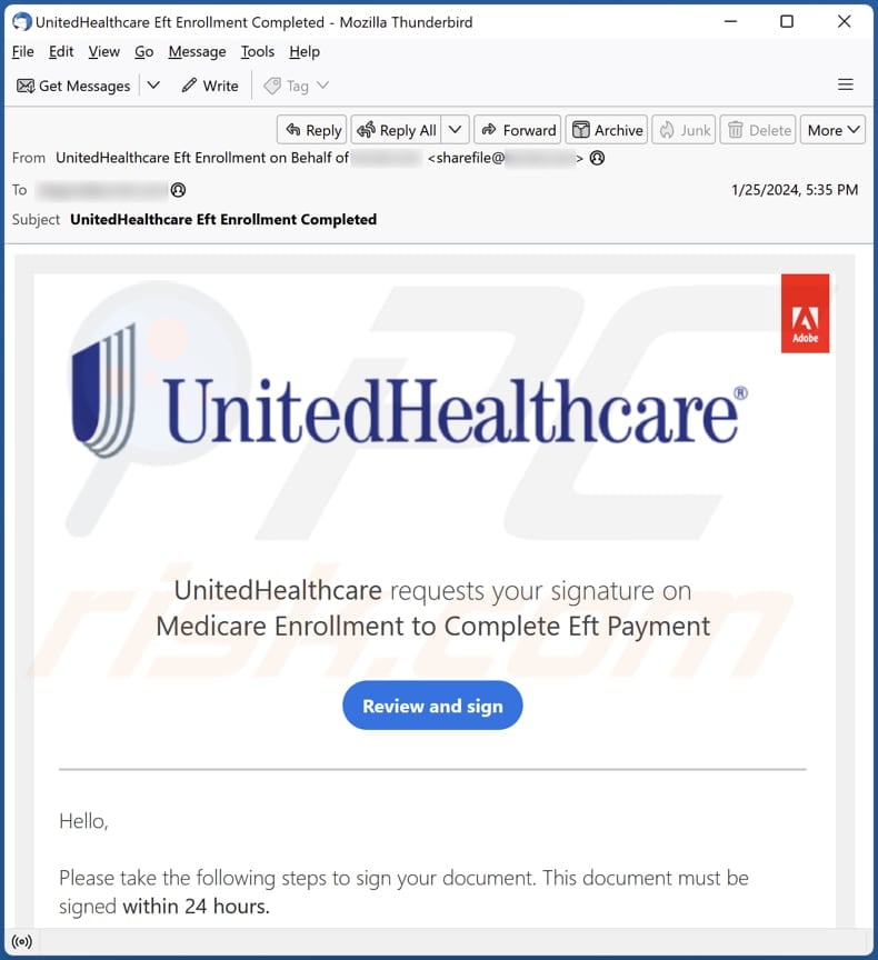 UnitedHealthcare email spam campaign