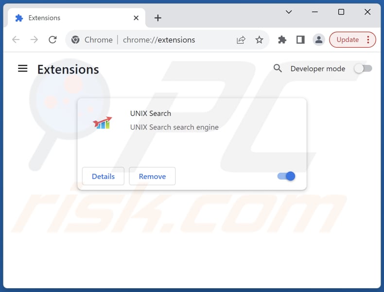 Removing unixsearch.com related Google Chrome extensions