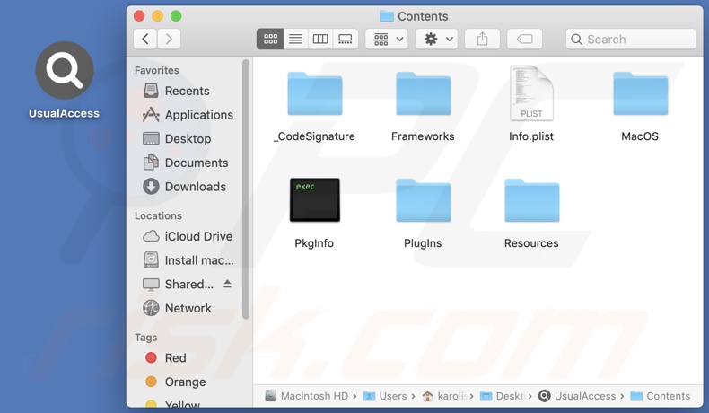 UsualAccess adware install folder