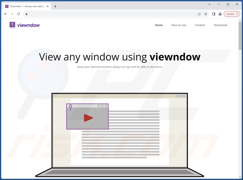 Website used to promote Viewndown PUA
