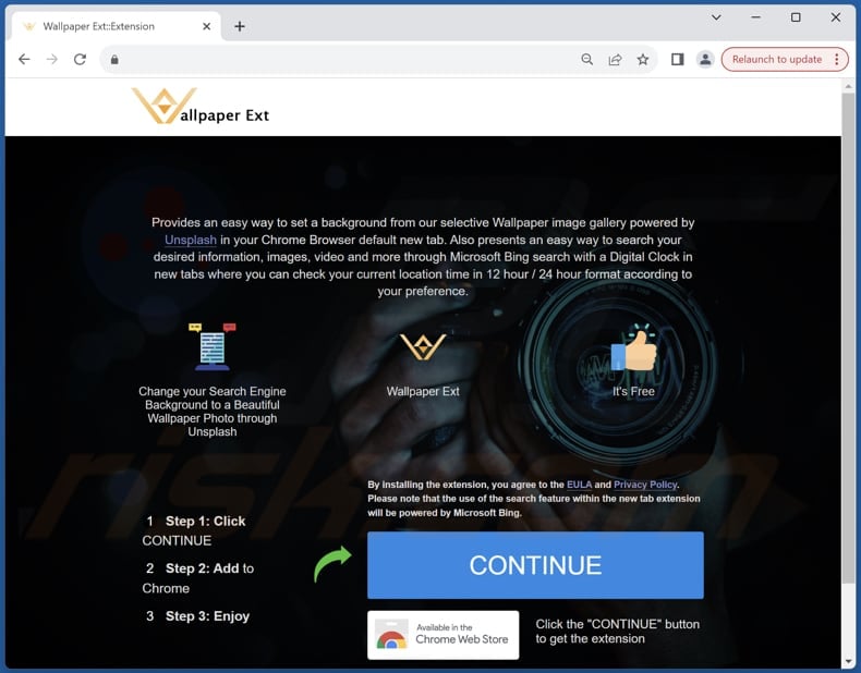 Website used to promote Wallpaper Ext browser hijacker