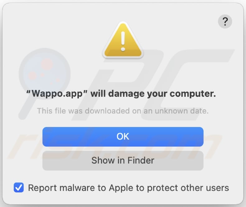 Wappo.app adware pop-up warning