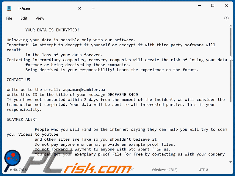 Water ransomware text file (info.txt)