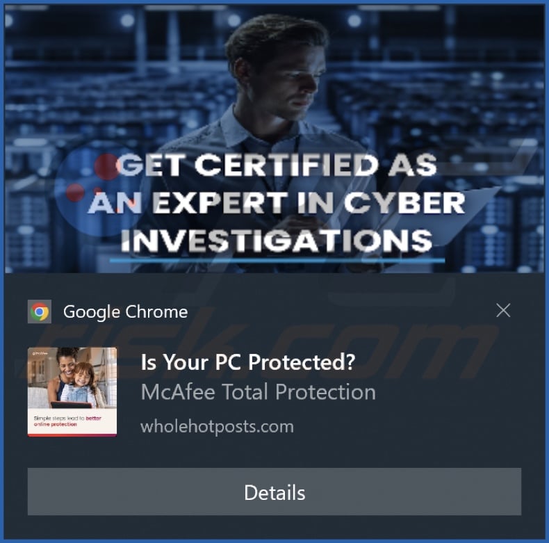 Ad delivered by the wholehotposts[.]com webpage