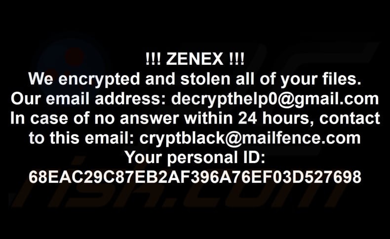 ZENEX ransomware wallpaper