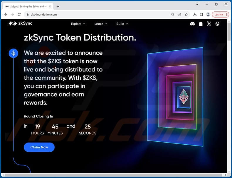 zkSync drainer scam website - zks-foundation[.]com