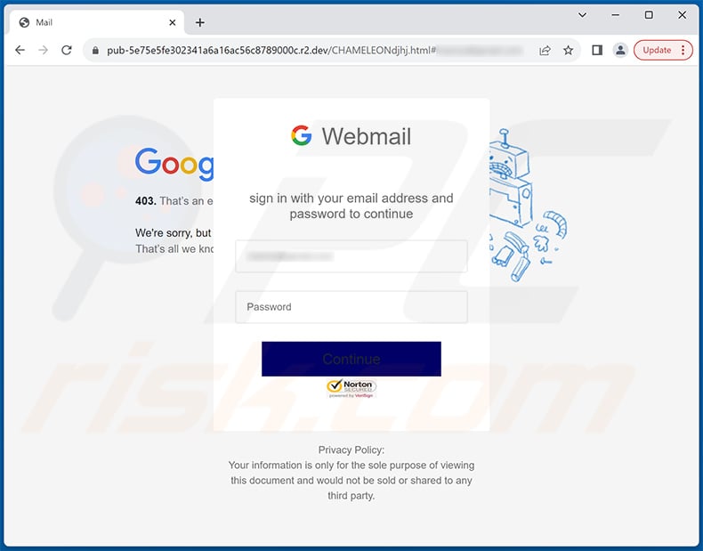 Phishing site promoted via Account Termination Request email scam (2024-03-14)