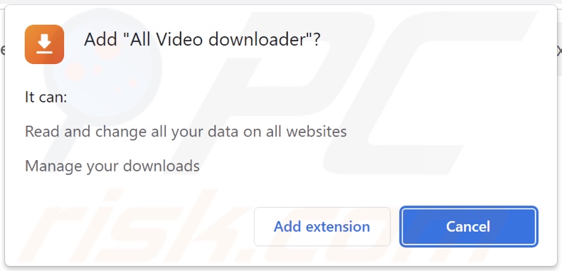 All Video downloader adware asking for permissions