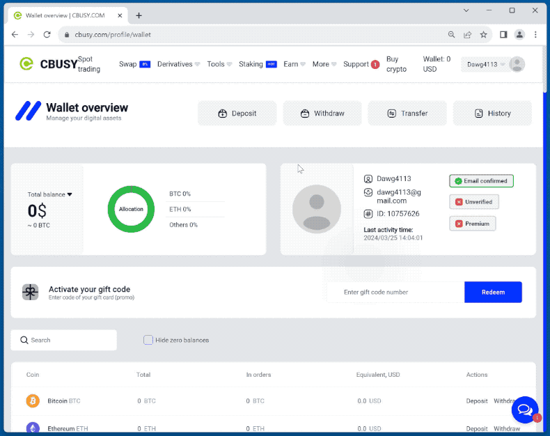 Appearance of cbusy[.]com scam