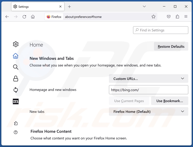 Changing Mozilla Firefox homepage